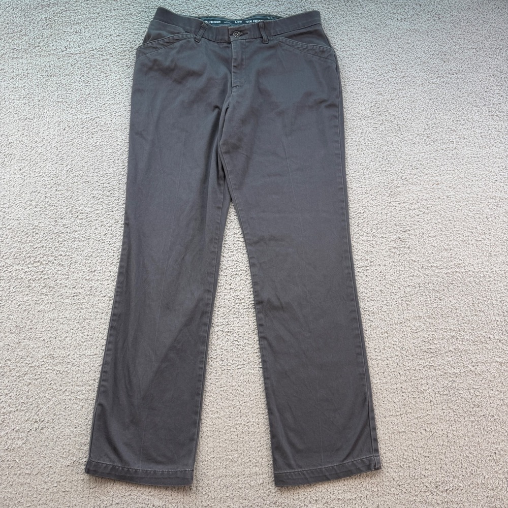 Lee Total Freedom Gray Straight Leg Stretch Pants Womens 10 M 4634166